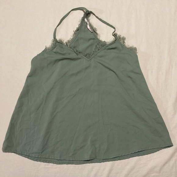 mi ami Tops - Mi Ami Olive Green Lace Trim RacerbackTank Top